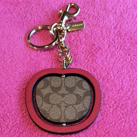 Coach Authentic Red and Brown Apple Keychain/Bag Charm NWOT - Picture 1 of 3
